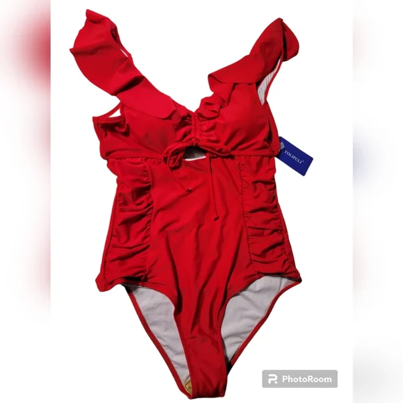 NWT Red One Piece Swimsuit Size L - Picture 2 of 6